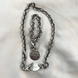 Tiffany and Co. Tag necklace and matching Bracelet. Sterling Silver